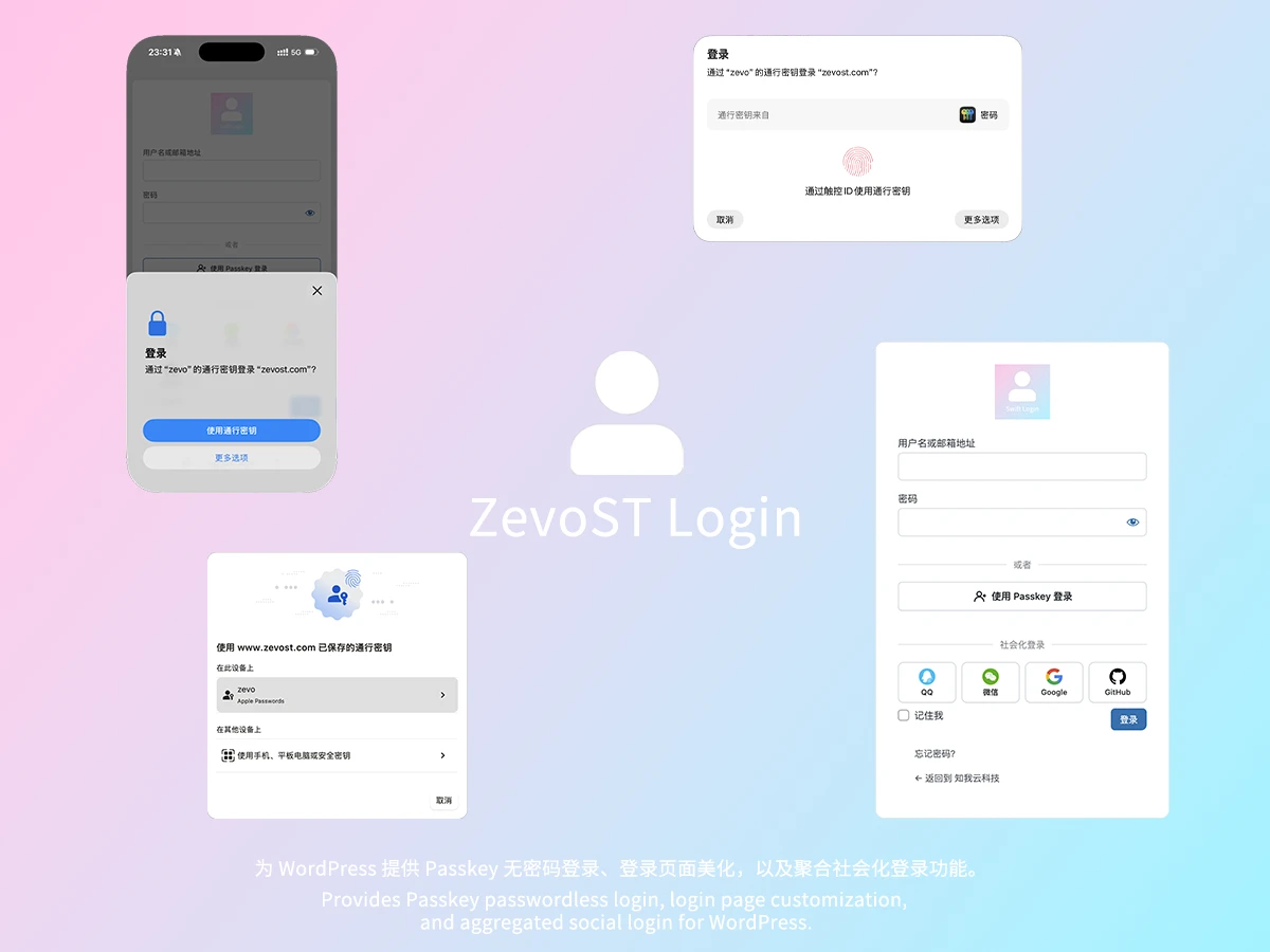 WordPress插件 – ZevoST Login登录插件-雾祈心语